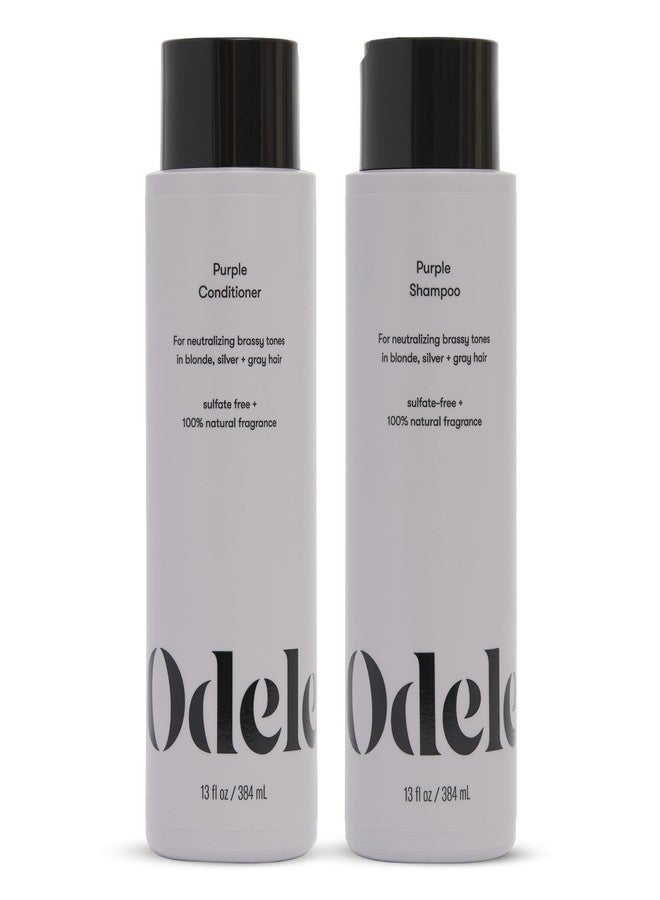Odele Sulfate-Free Purple Shampoo & Conditioner Set for Neutralizing Brassy Tones in Blonde, Silver + Gray Hair, 13 Fl Oz Each (2-Pack) - Image 1